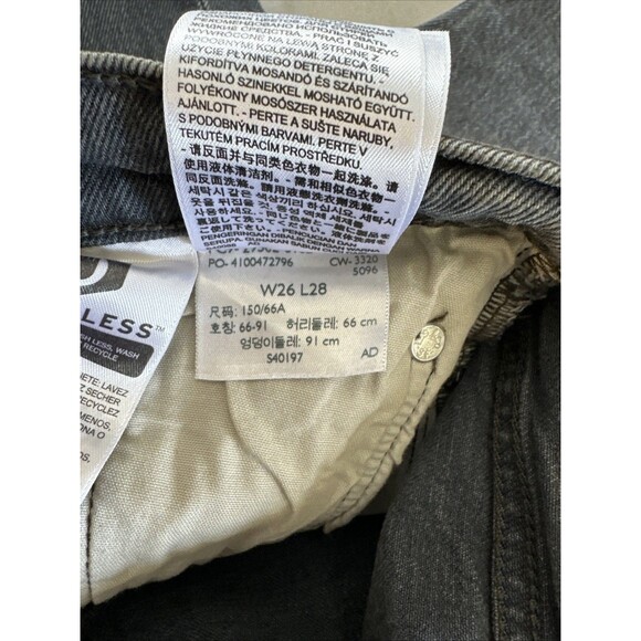 Levis 501 S Jeans Womens 26 Black Skinny Premium Denim Button Fly Distressed - Picture 6 of 8